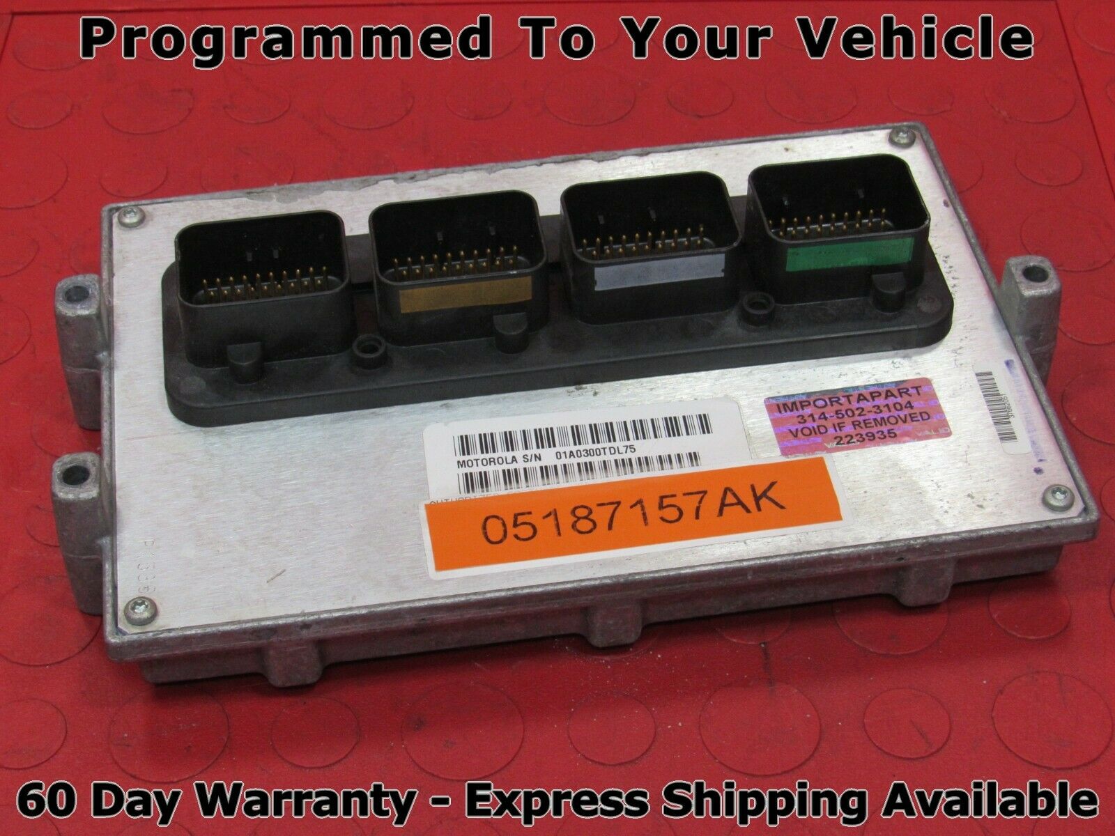07 Jeep Wrangler JK  AT ECU ECM PCM Engine Computer 05187157AK 157 PROG  3935 – Importapart
